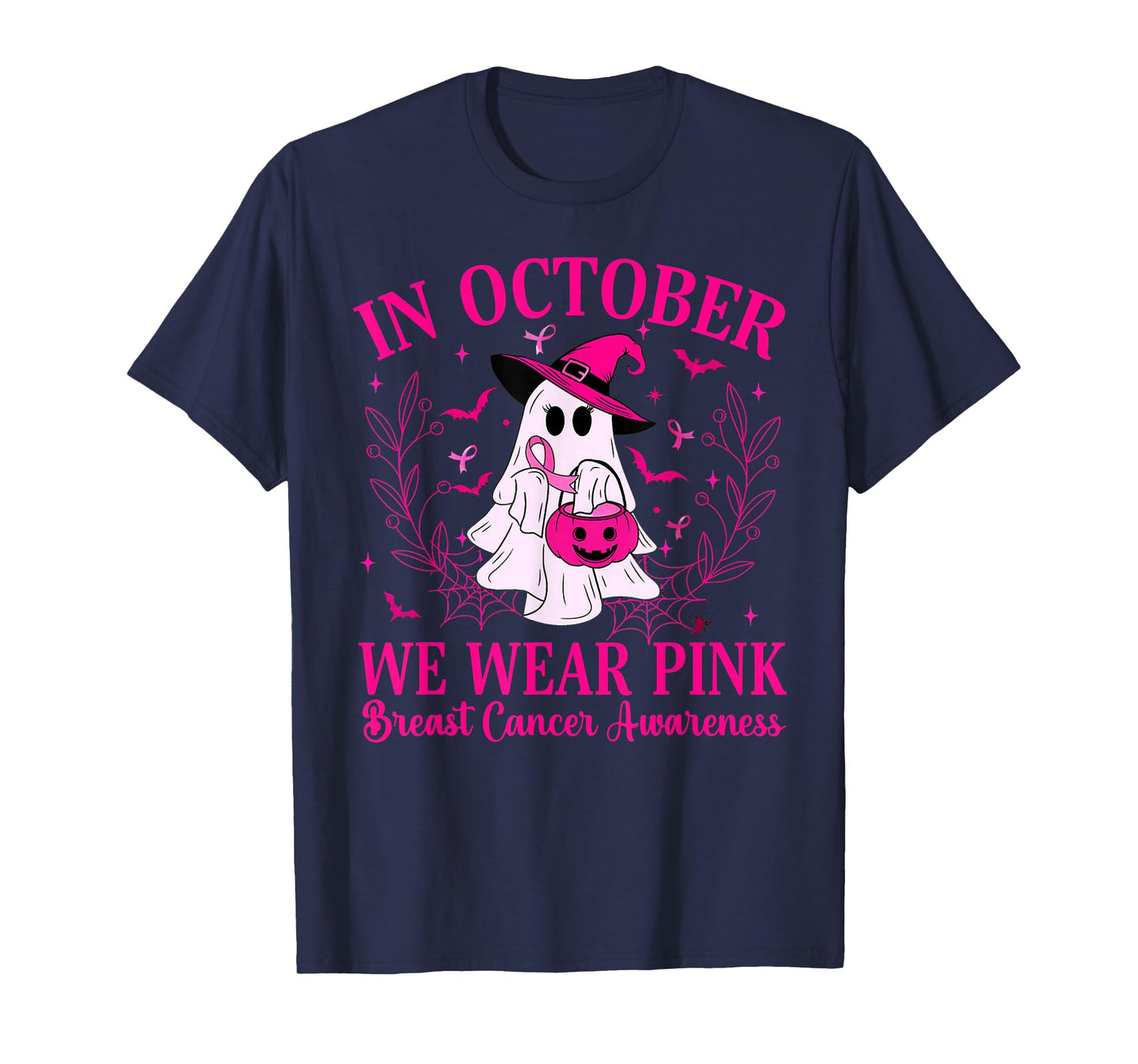 Breast Cancer Women Halloween in October We Wear Pink T-Shirt