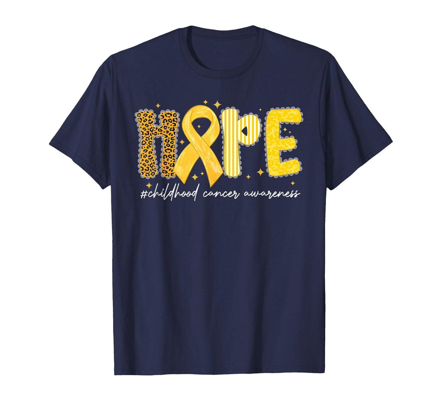 Leopard Hope Gold Ribbon Childhood Cancer Awareness T-Shirt
