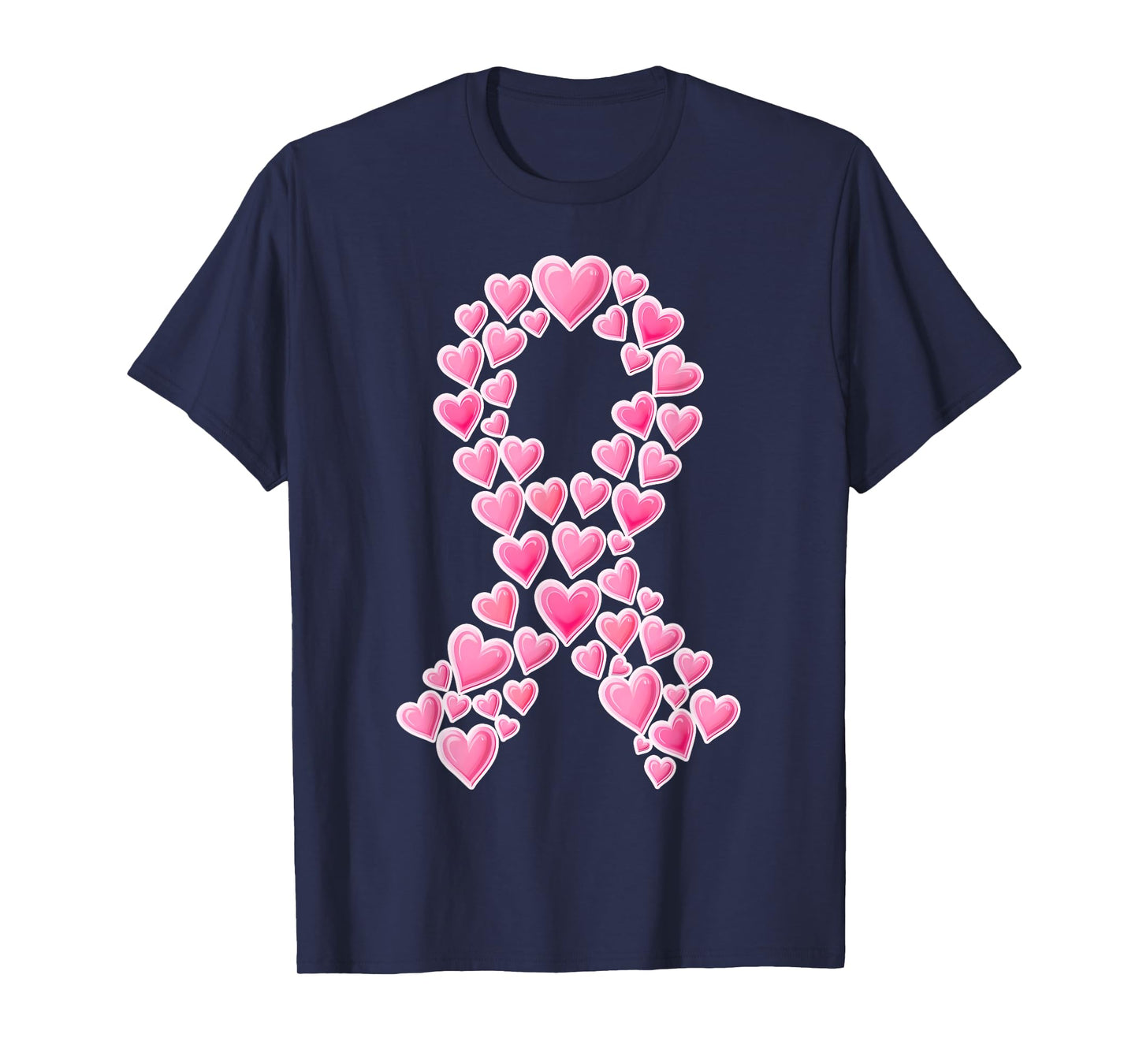 Pink Ribbon Hearts Breast Cancer Awareness Support Squads T-Shirt