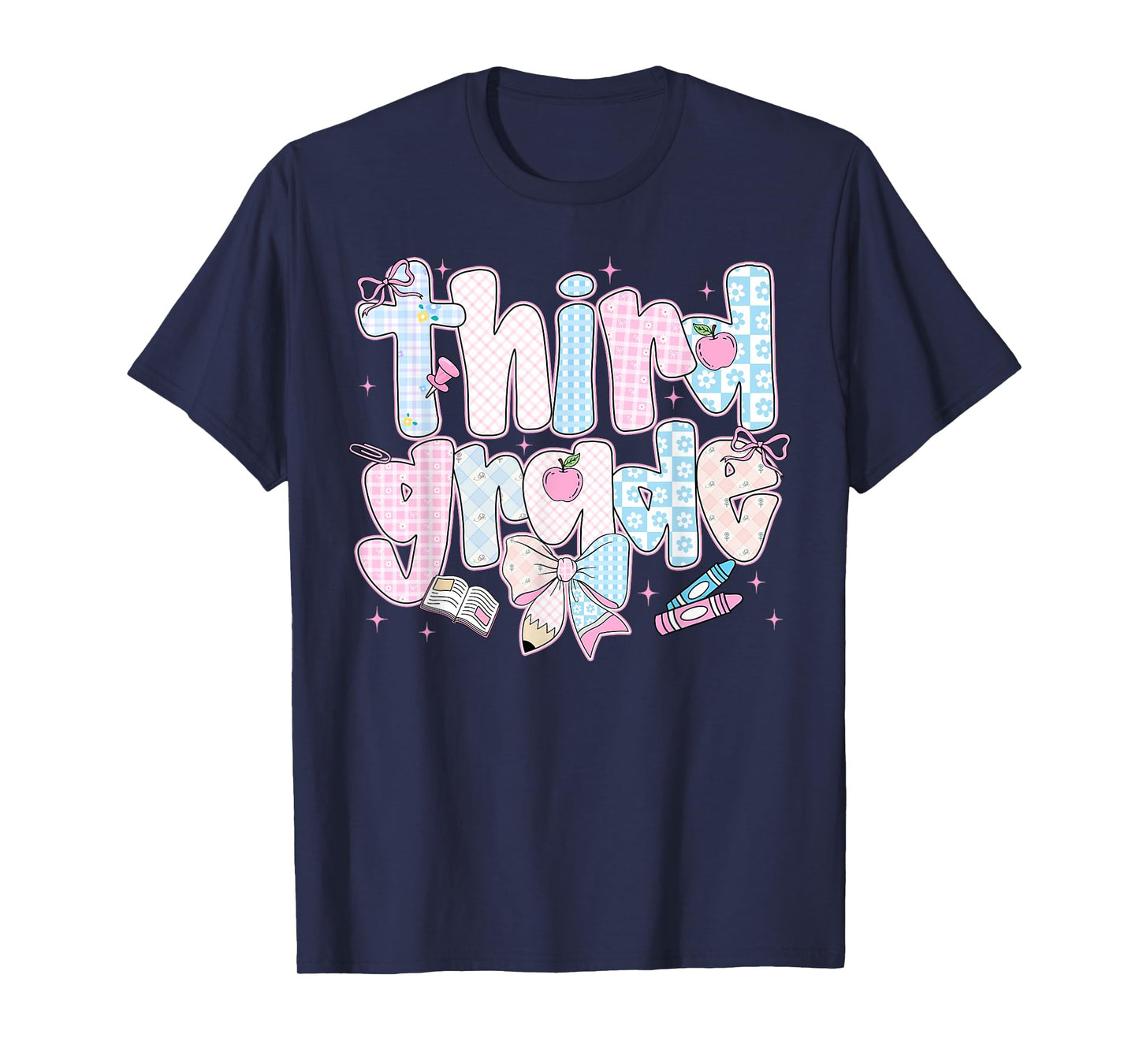 Back To School Third Grade Coquette Pencil Bow First Day T-Shirt