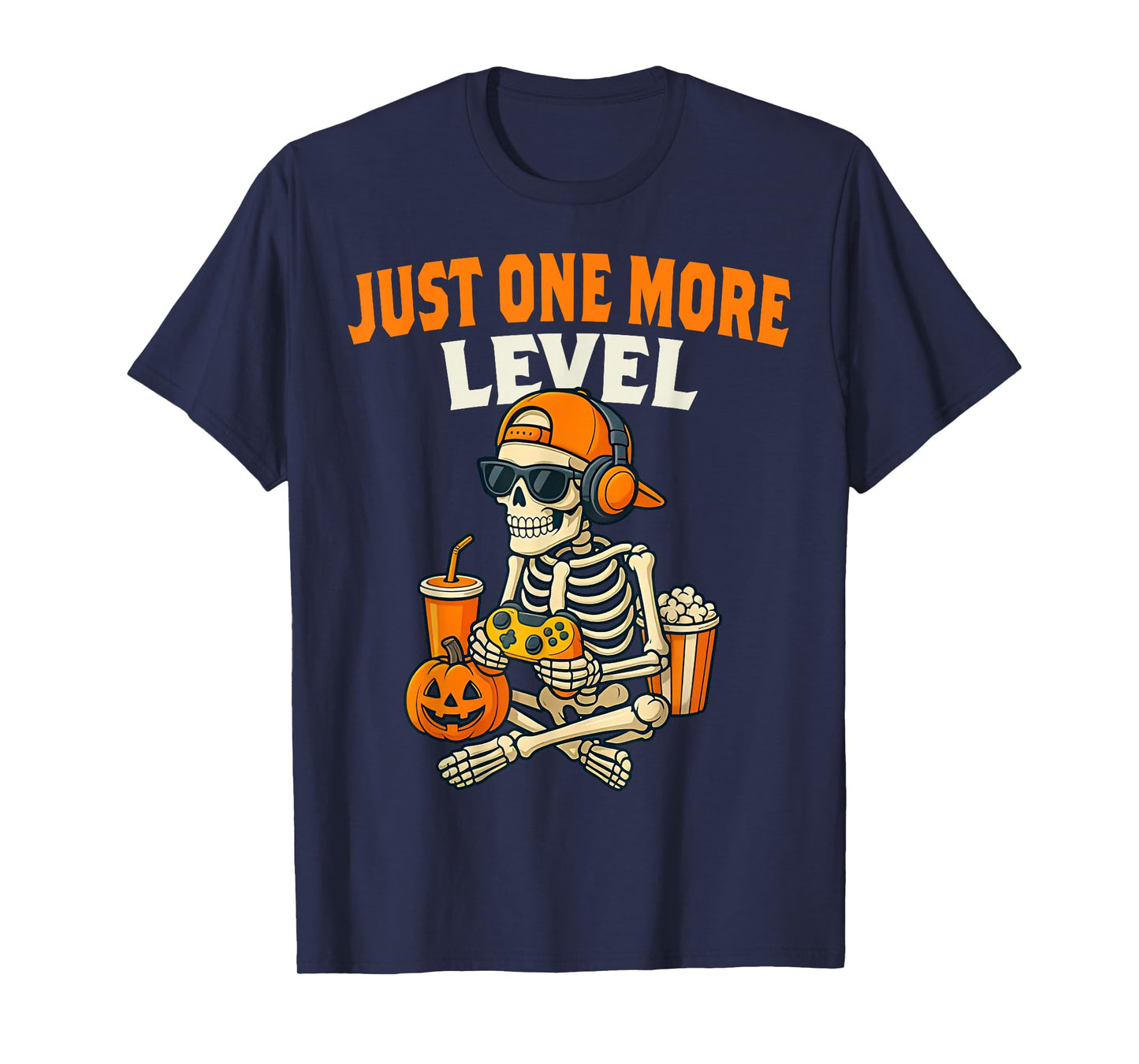 Spooky Gamer One More Level Halloween Skeleton Gaming Boys T-Shirt