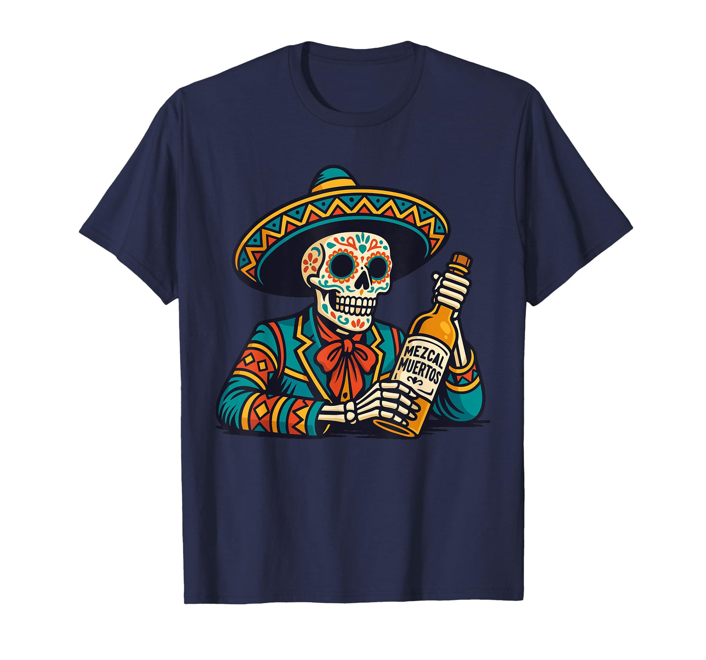 Dia De Los Muertos Sombrero Tequila Costume Mexican Skeleton T-Shirt
