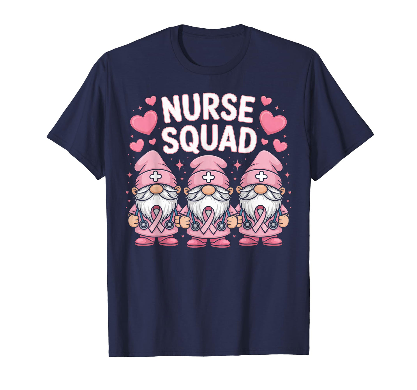 Pink Nurse Gnomes Squad Breast Cancer Awareness Gifts T-Shirt