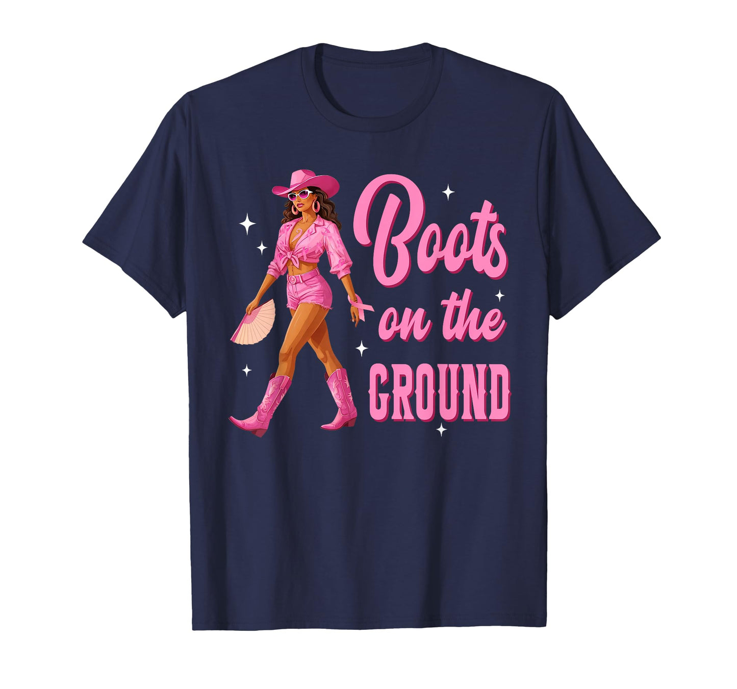 Boots On The Ground Pink Cowgirl Breast Cancer Awareness T-Shirt
