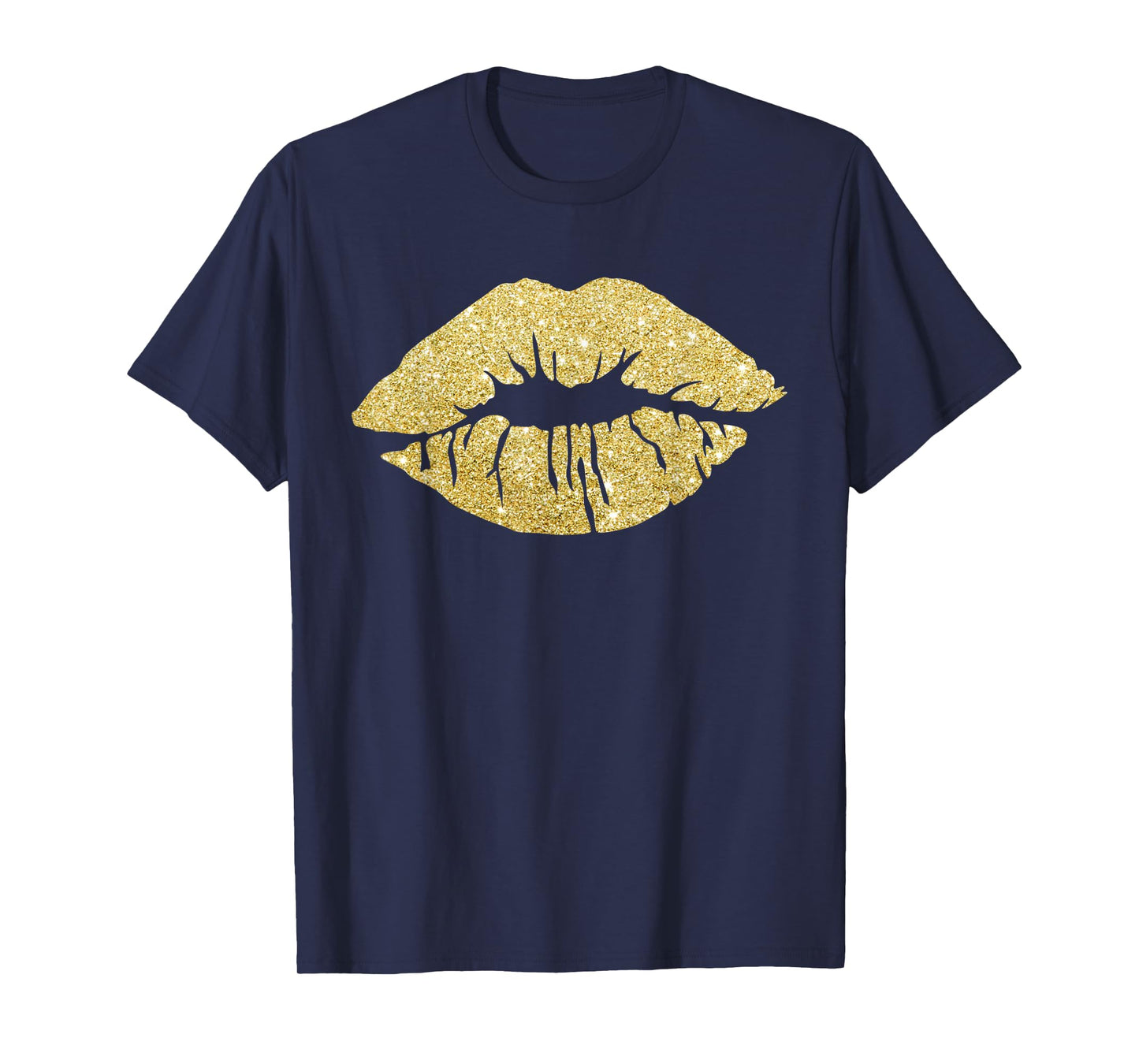 Women's Kiss Lips Gold Lips Gold Lipstick Gold Kiss T-Shirt