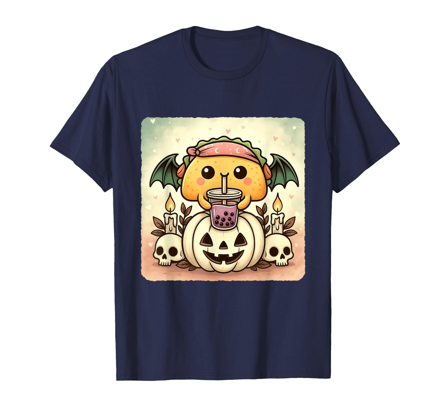 Taco Bat Kawaii Pastel Goth Creepy Cute Skeleton T-Shirt