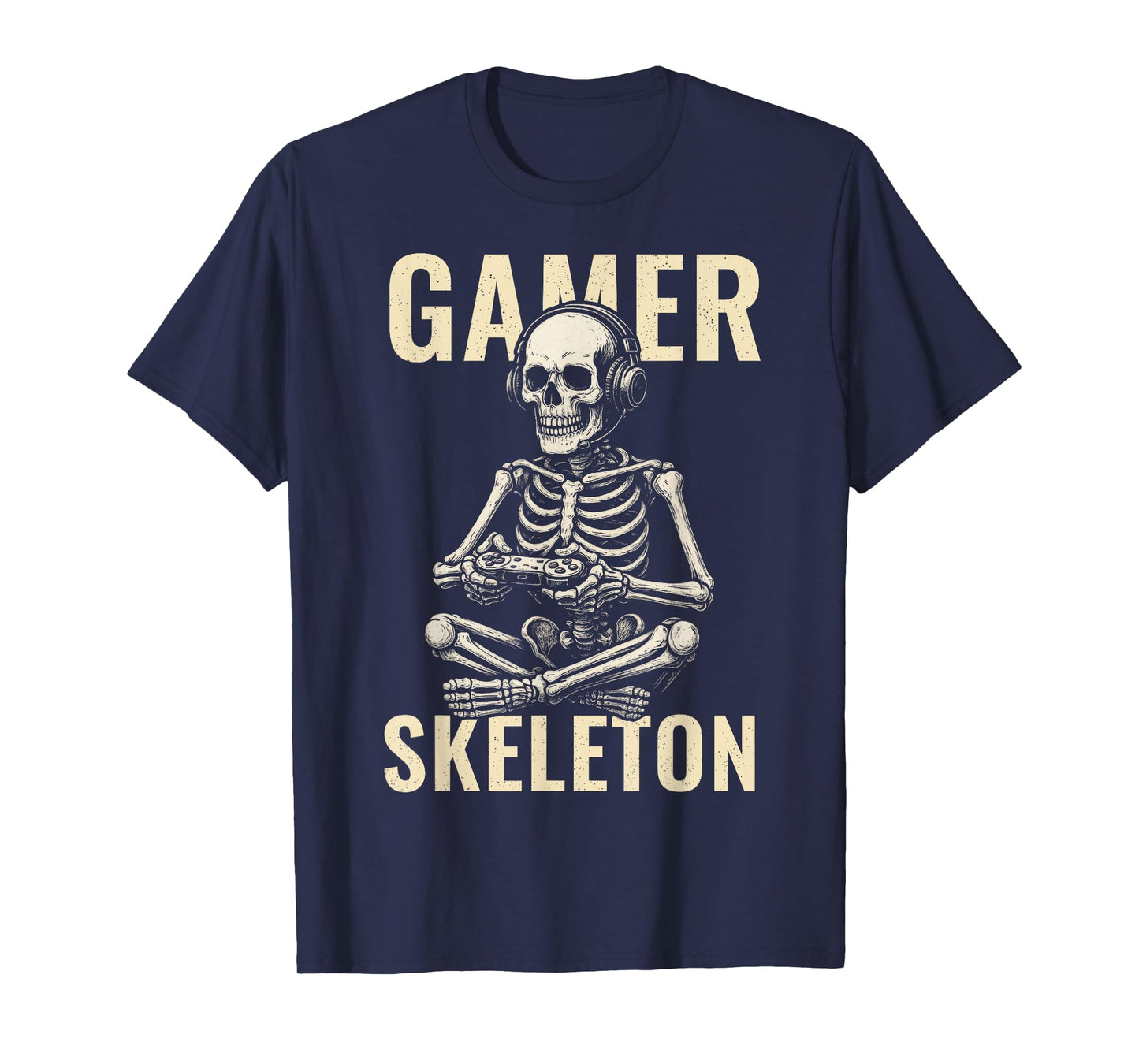 Gamer Skeleton Halloween Video Gaming Men Kids Tees Funny T-Shirt