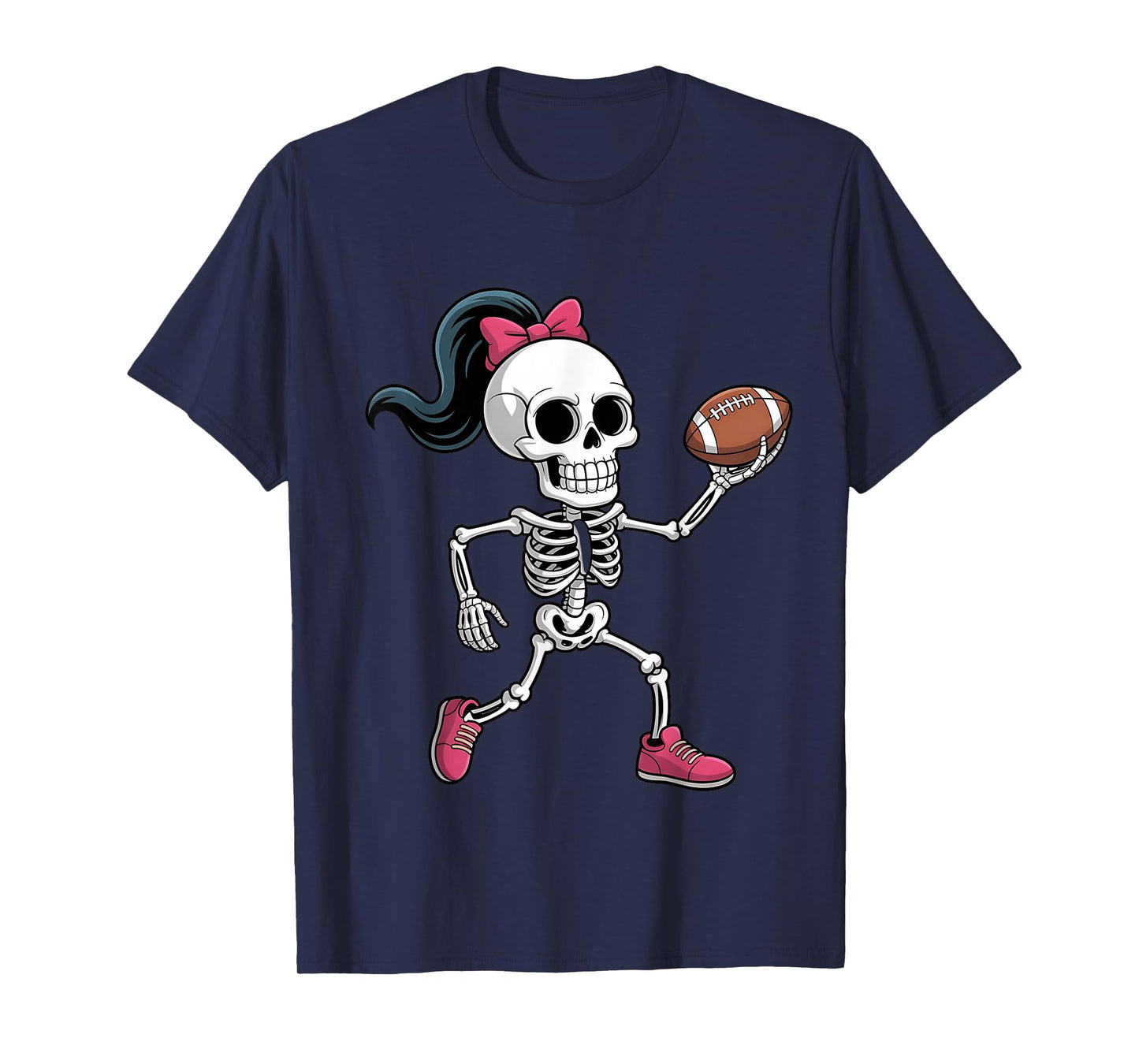 Skeleton Football Halloween Costume Funny Women Girls Kids T-Shirt