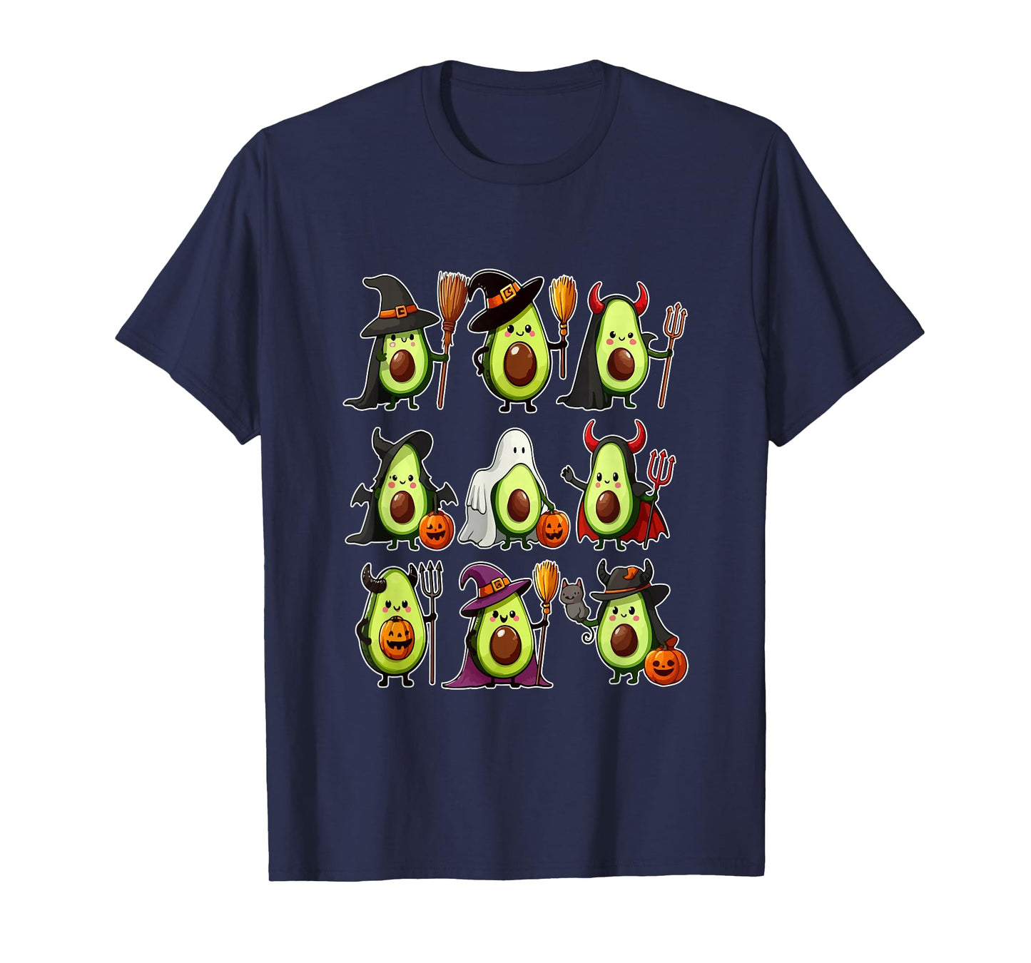 Group Avocados Cosplay Witch Boo Ghosts Halloween Vegetarian T-Shirt