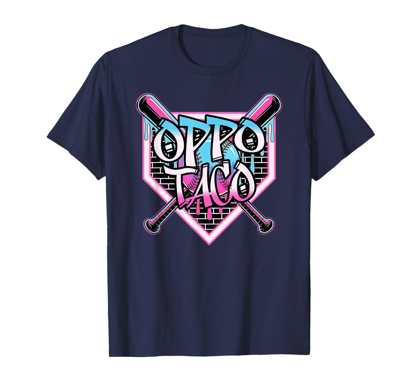 Funny Baseball Ice Cream Drip Oppo Taco Brick T-Shirt
