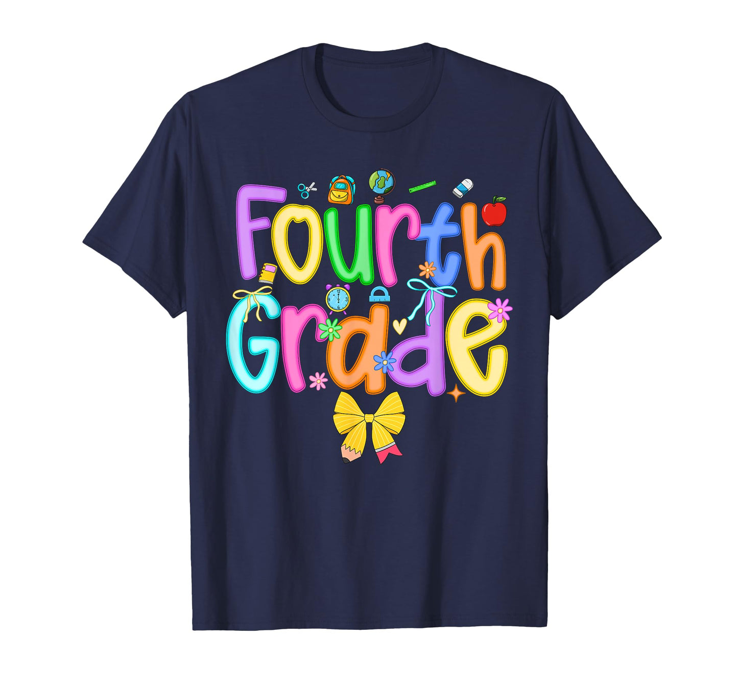 Back To School Fourth Grade Girls Bow 4th Grade Teacher Kids T-Shirt