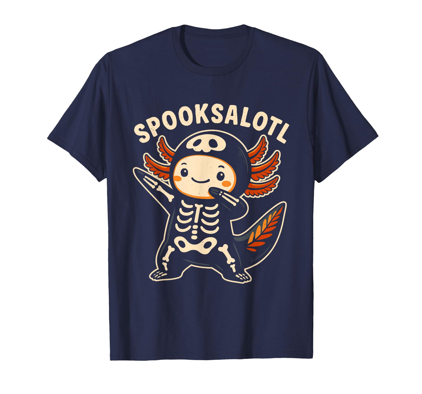 Dabbing Halloween Dab Kawaii Spooksalotl Skeleton Axolotl T-Shirt