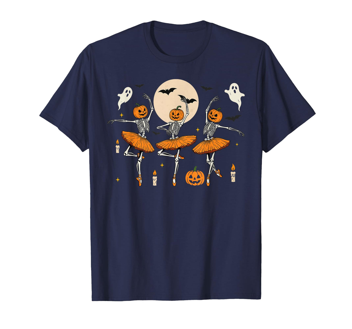 Ballet Pumpkin Skeleton Dance Halloween Men Women Boys Girl T-Shirt