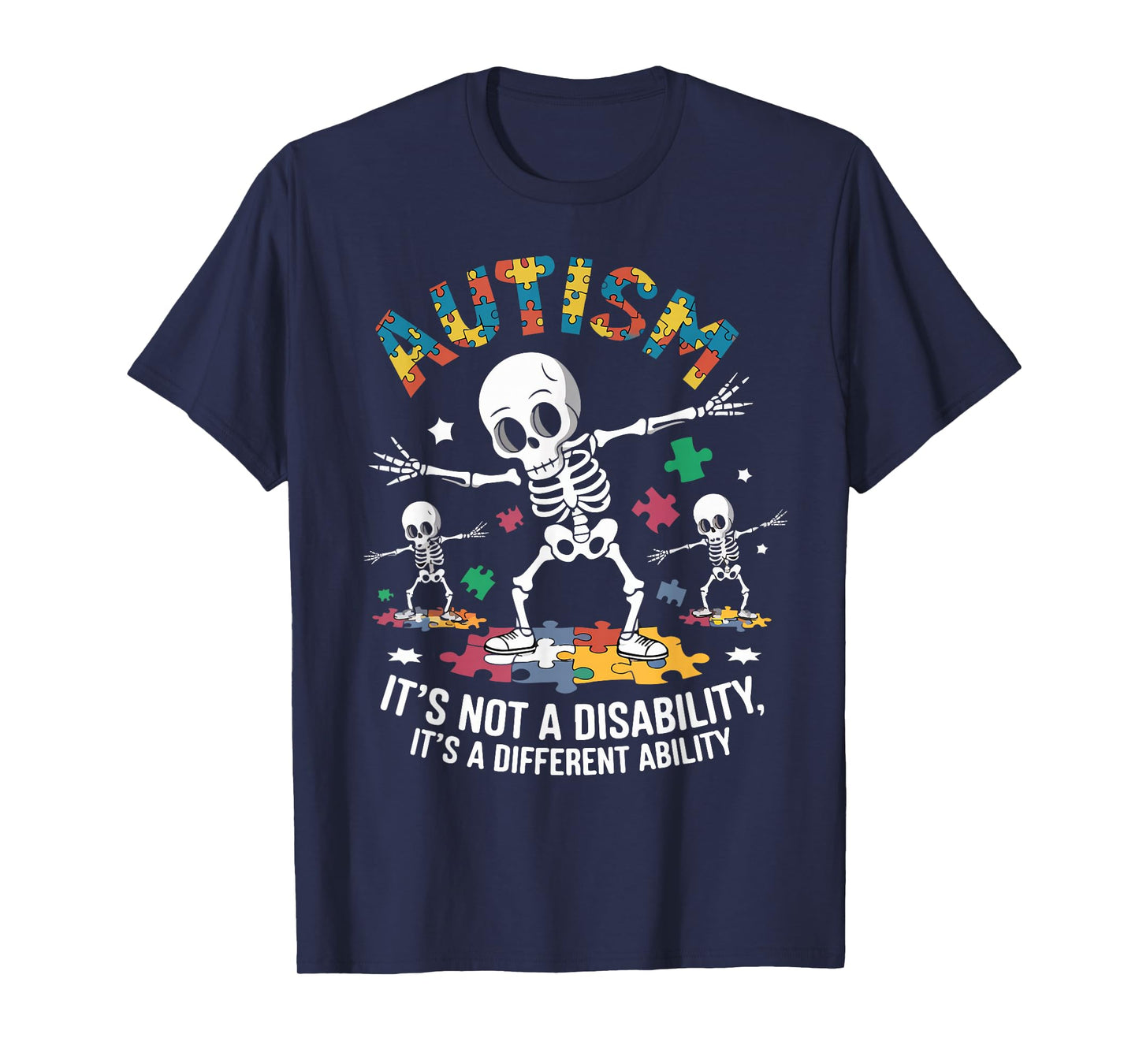 Autism Skeleton Dabbing Autistic Kids Autism Awareness T-Shirt