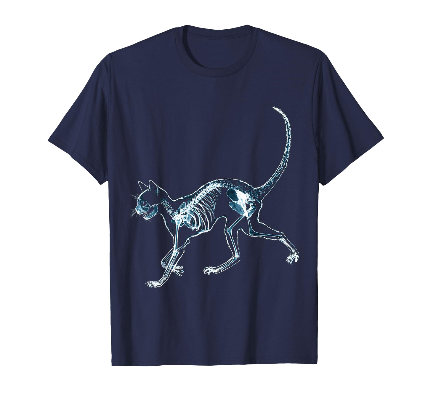 Halloween Cat Skeleton Drawing Animal Motif Halloween T-Shirt