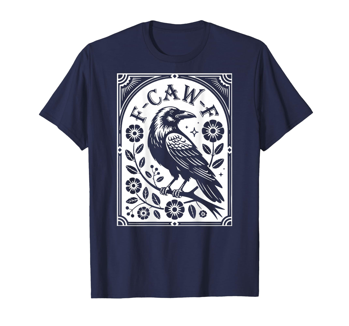 F-Caw-F Raven with Flowers - On Back T-Shirt