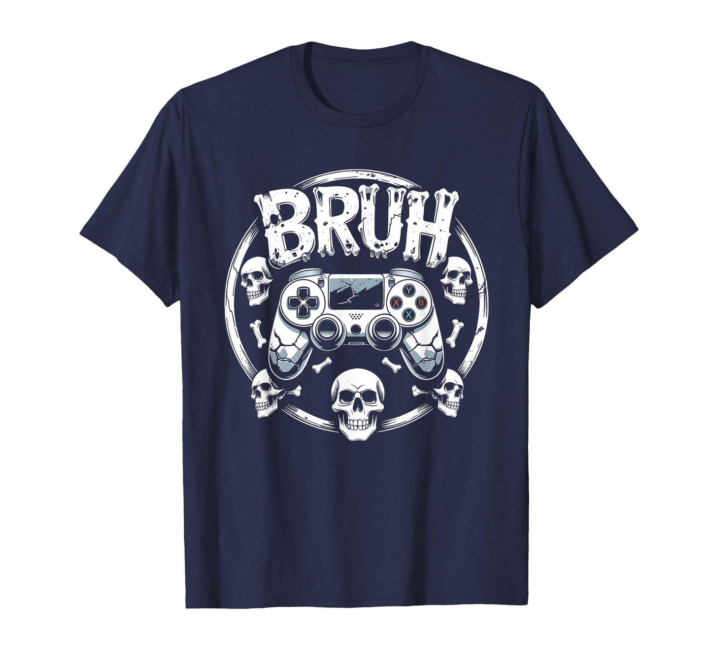 Bruh Funny Gamer Halloween Skeleton Skull Video Game Meme T-Shirt