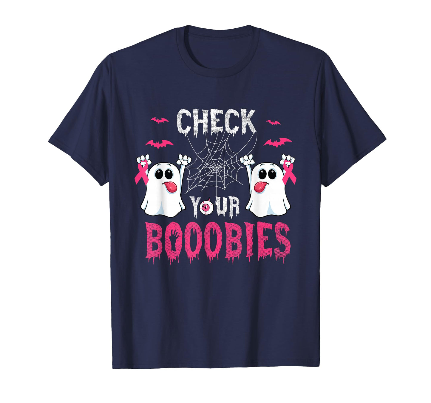 Halloween Breast Cancer Awareness-Check your Boobies Ghost T-Shirt