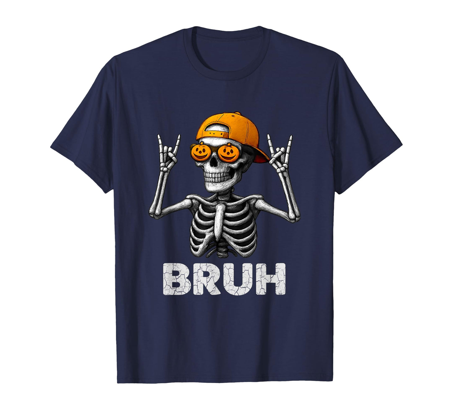 Bruh Halloween Skeleton Rock On for Mens Boys Toddlers Kids T-Shirt