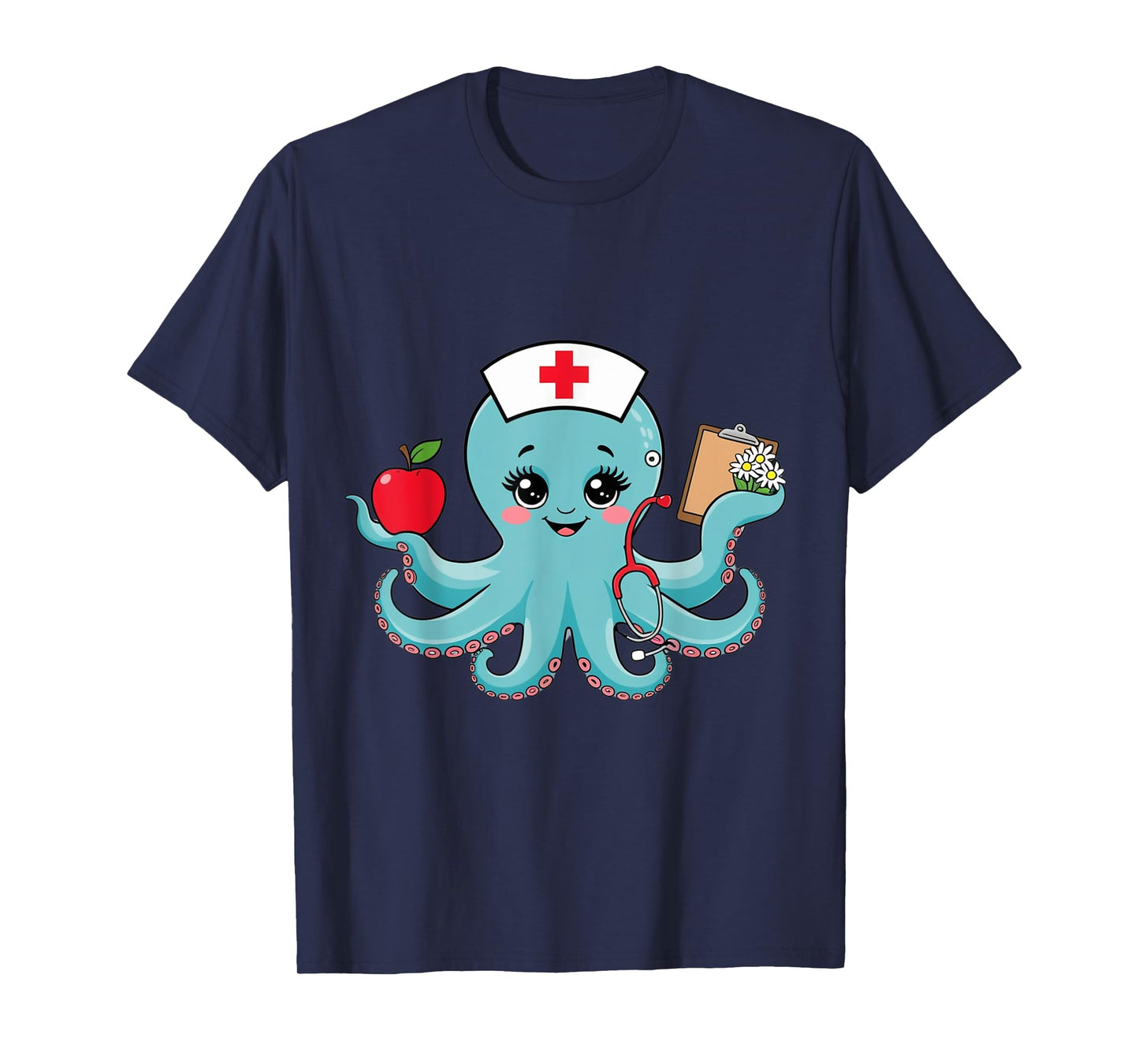 Womens Octopus Nurse Cute Animal Nursing Cartoon Ocean T-Shirt