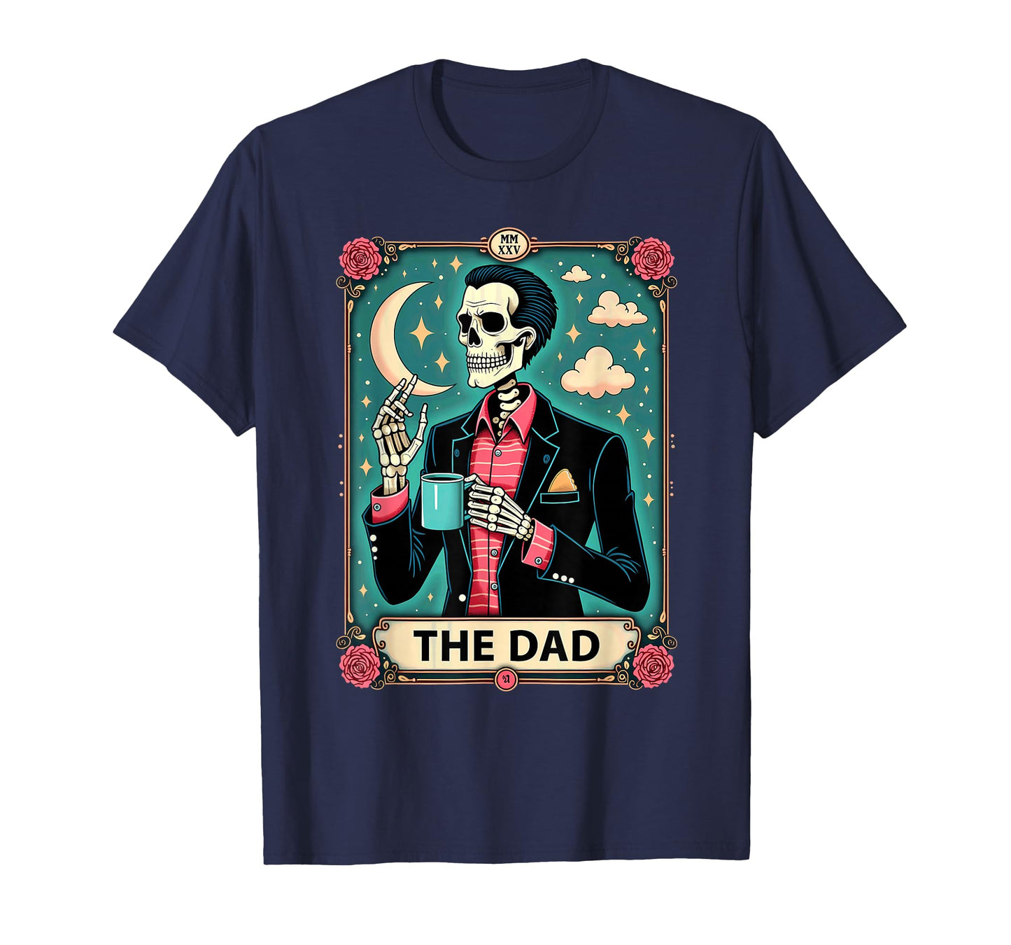 Retro Witch Dad Tarot Card Skeleton Halloween T-Shirt