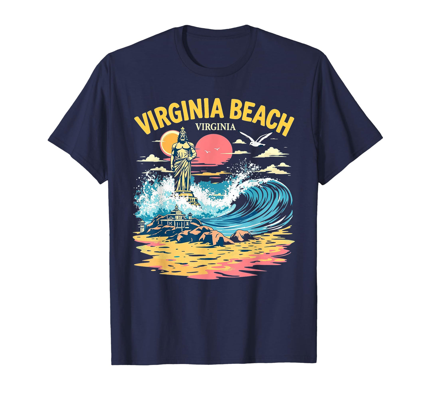 Vintage Virginia Beach Virginia Sunset Beach Cityscape T-Shirt