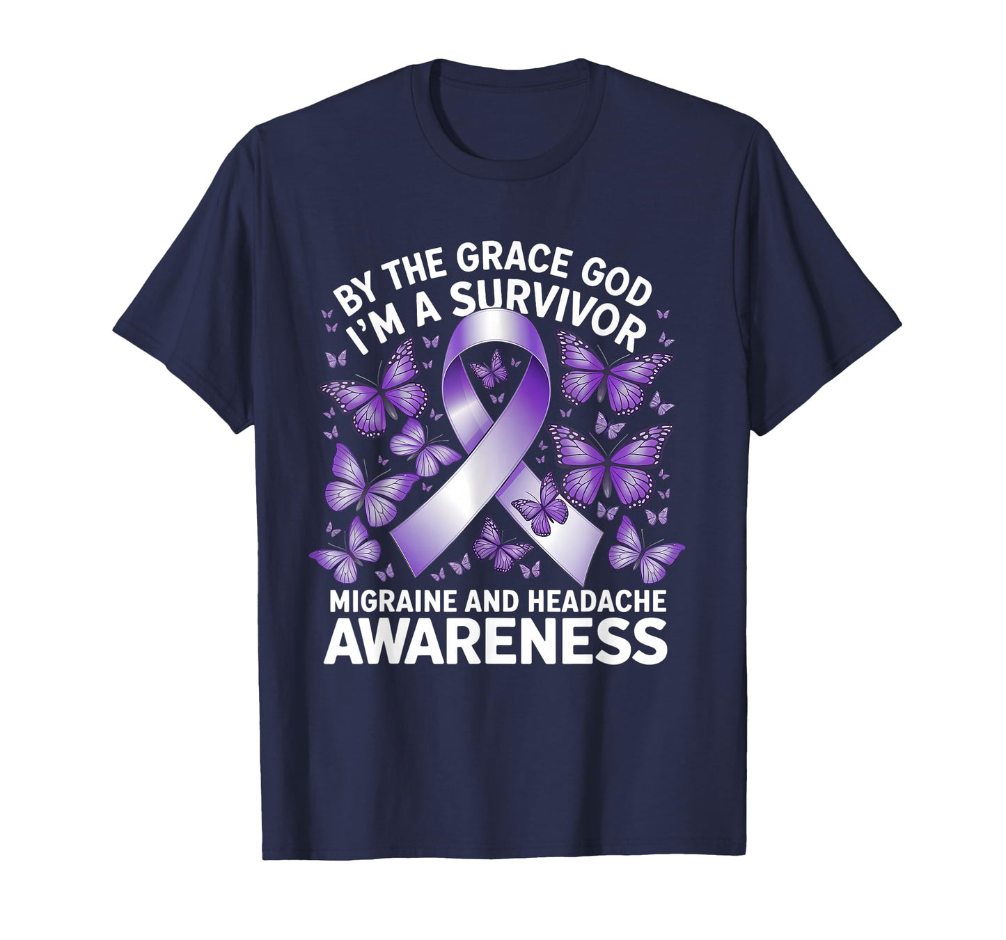 Migraine And Headache Awareness Butterfly I'm A Survivor T-Shirt