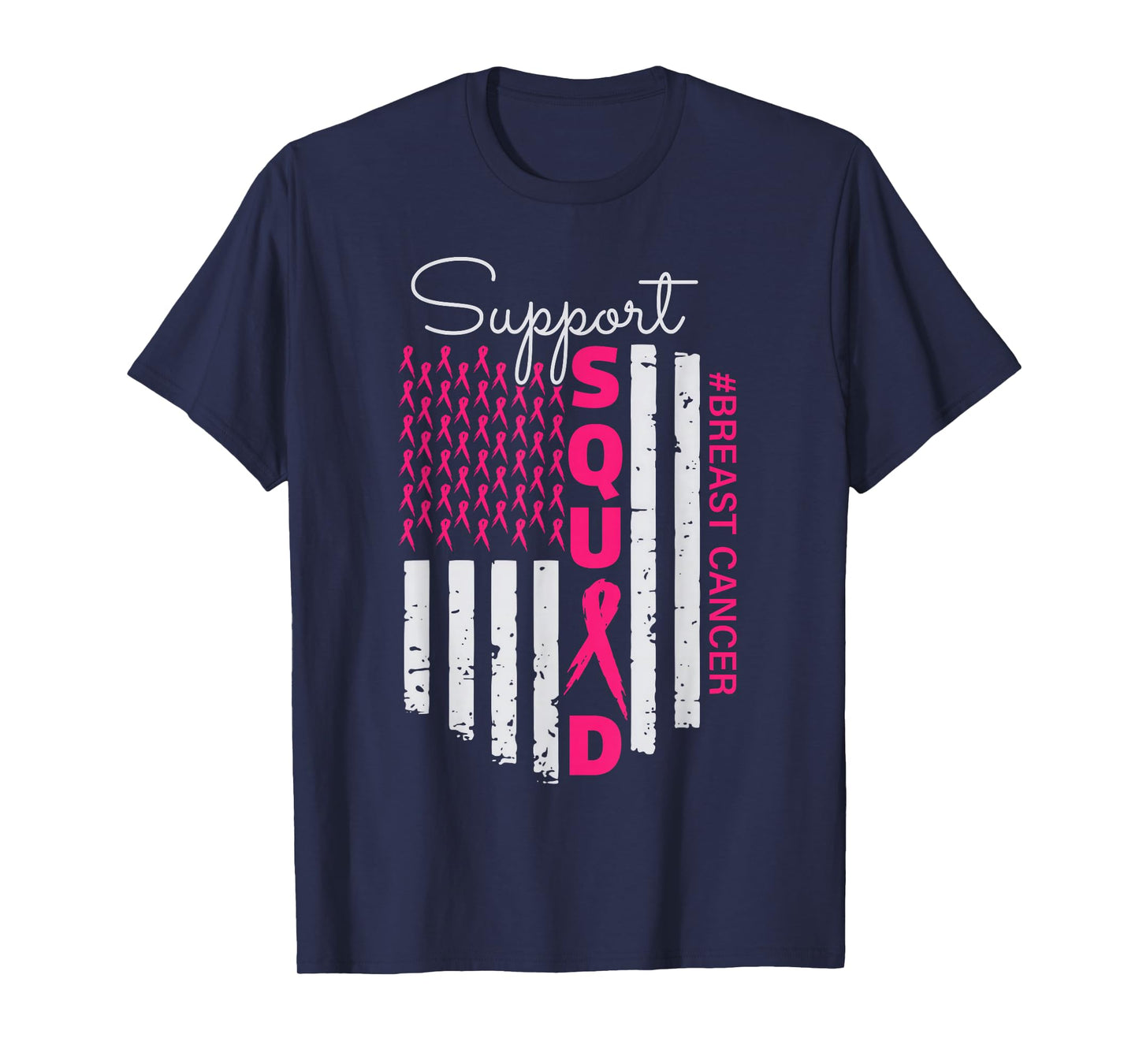 Support Squad Breast Cancer Awareness USA Flag T-Shirt