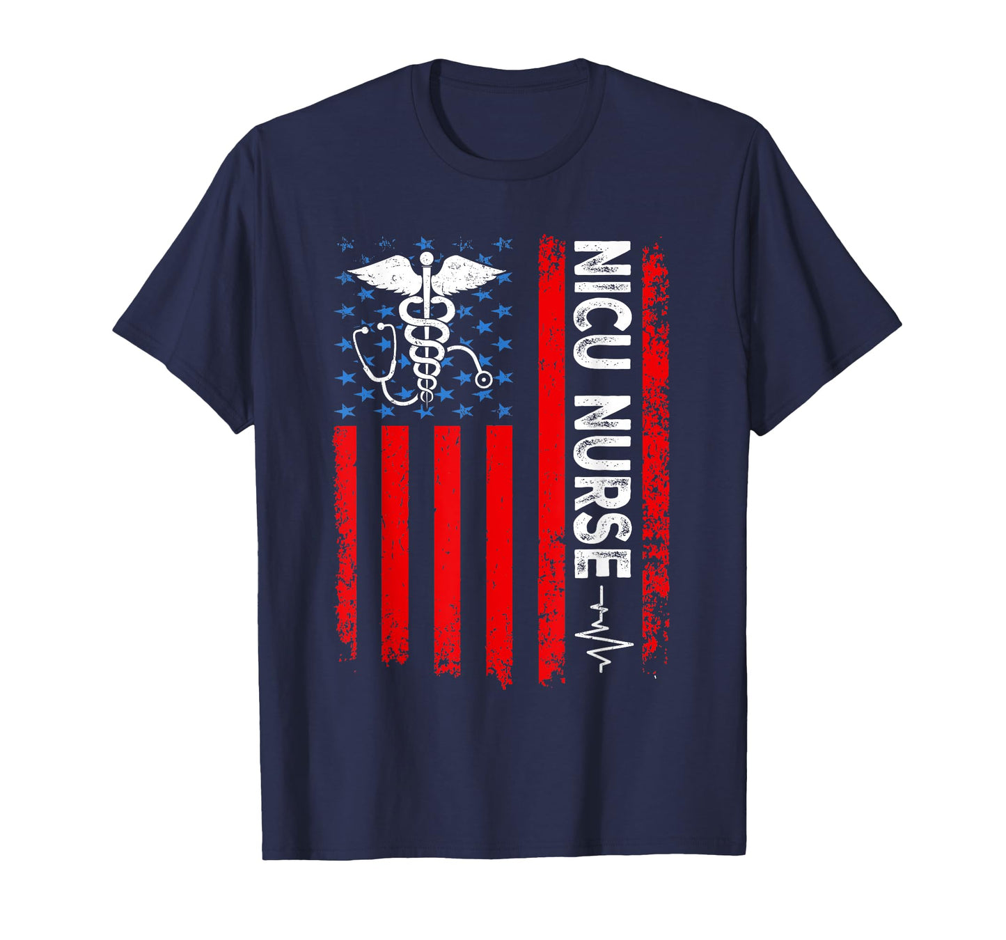 NICU Nurse American Flag Patriotic NICU Nurse 4th Of July T-Shirt for Women Men