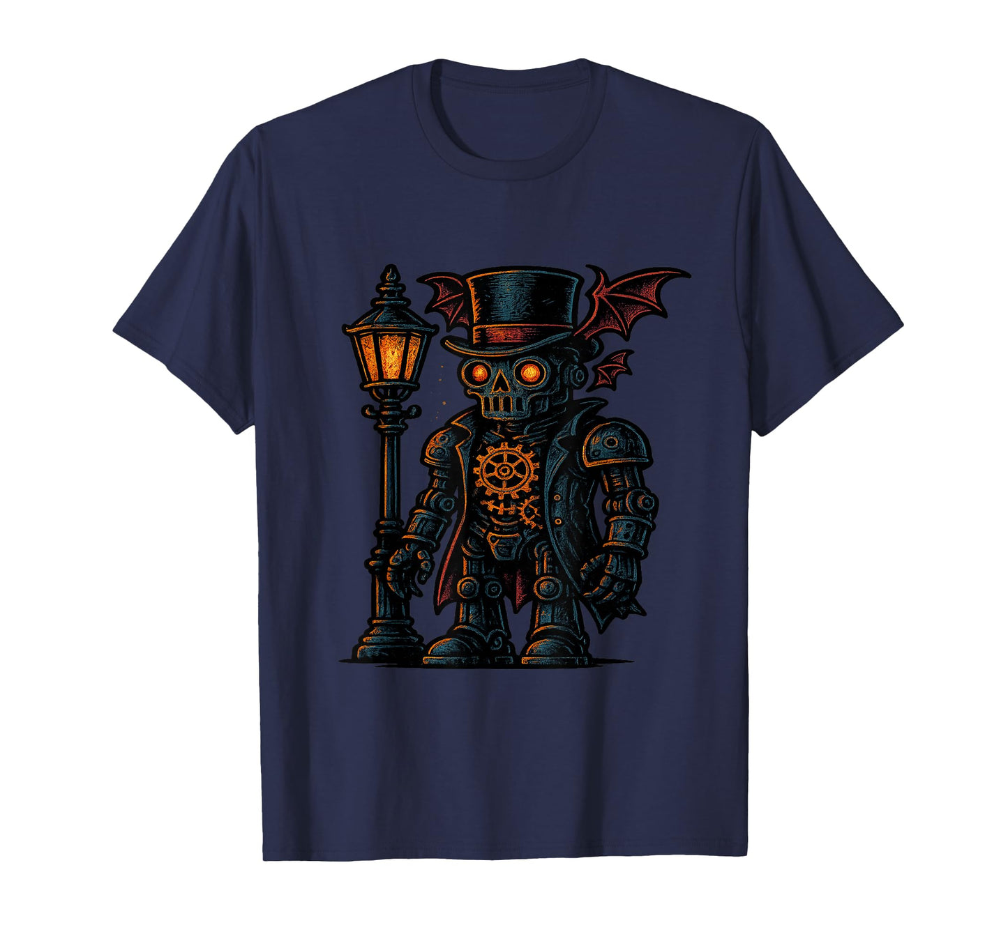 Steampunk Skeleton Gothic Robot Gear Top Hat Art Sci-Fi T-Shirt