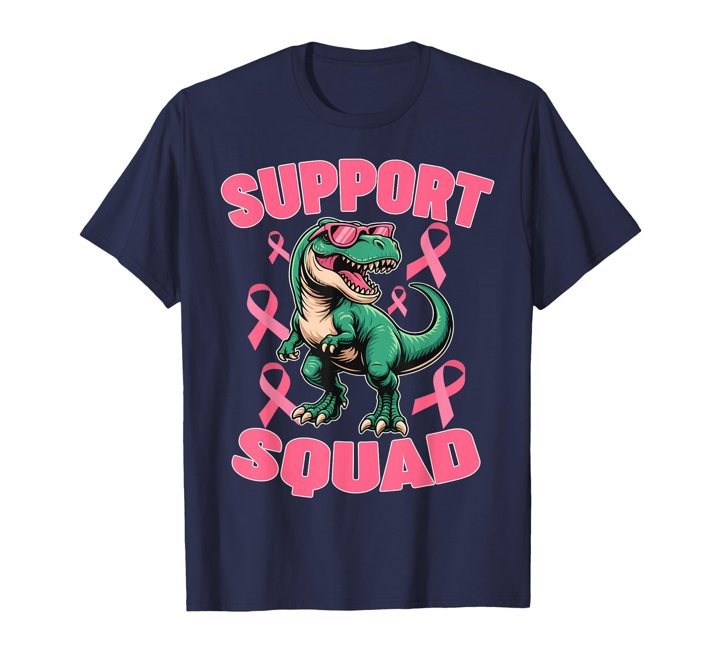 Dinosaur Breast Cancer Support Pink Ribbon Awareness Kids T-Shirt