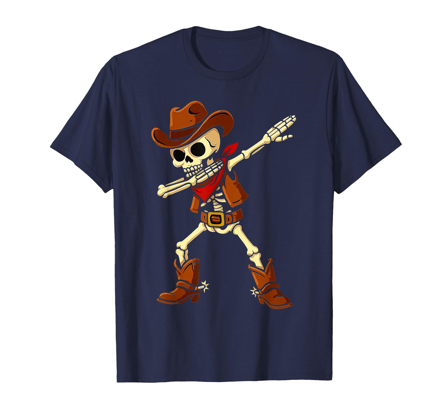 Dabbing Cowboy Western Skeleton Spooky Halloween Costume Men T-Shirt