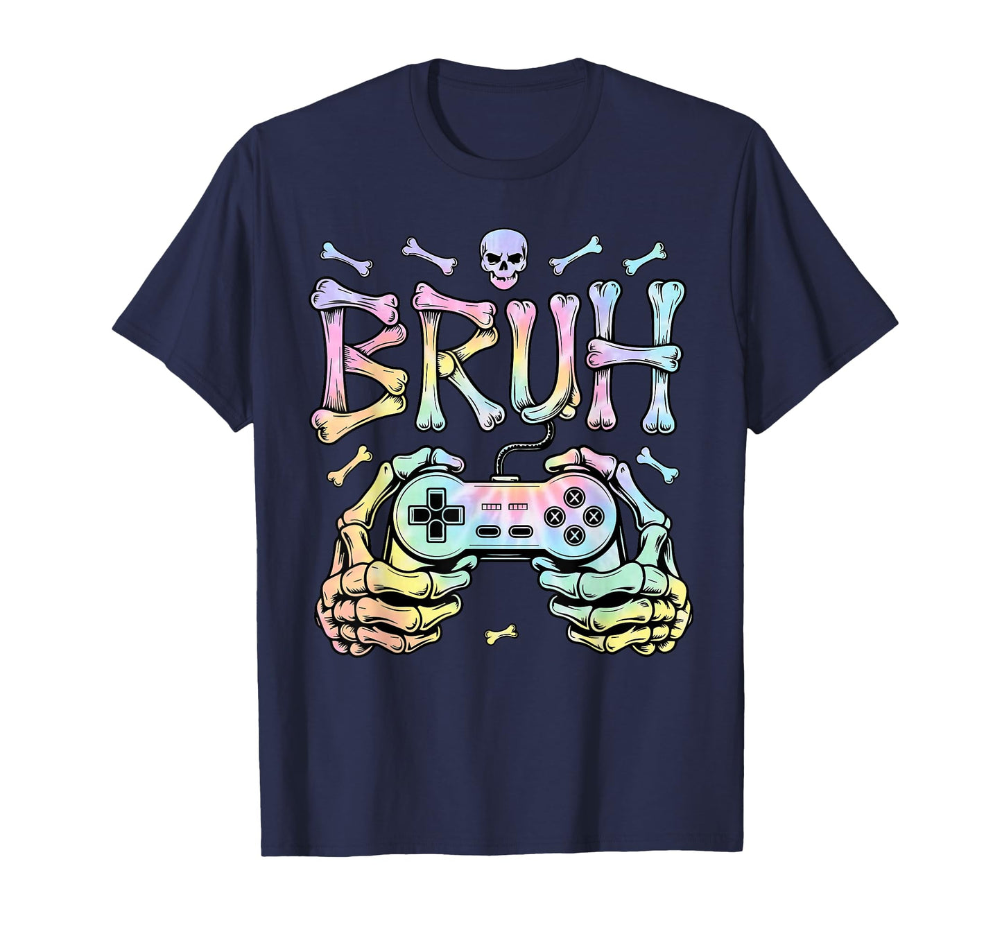 Tie Dye Bruh Skeleton Gamer Controller, Halloween Gaming Kid T-Shirt