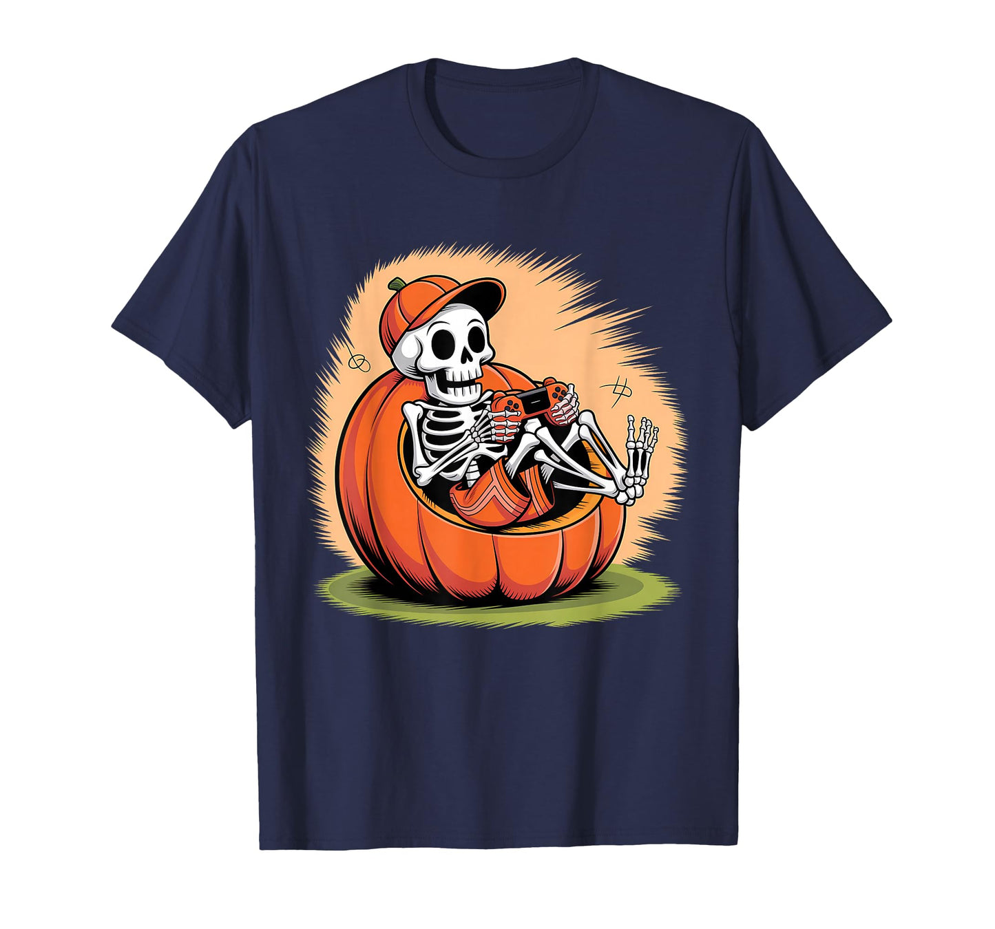 Halloween Skeleton Video Gaming Gamer Boys Youths Teens Men T-Shirt