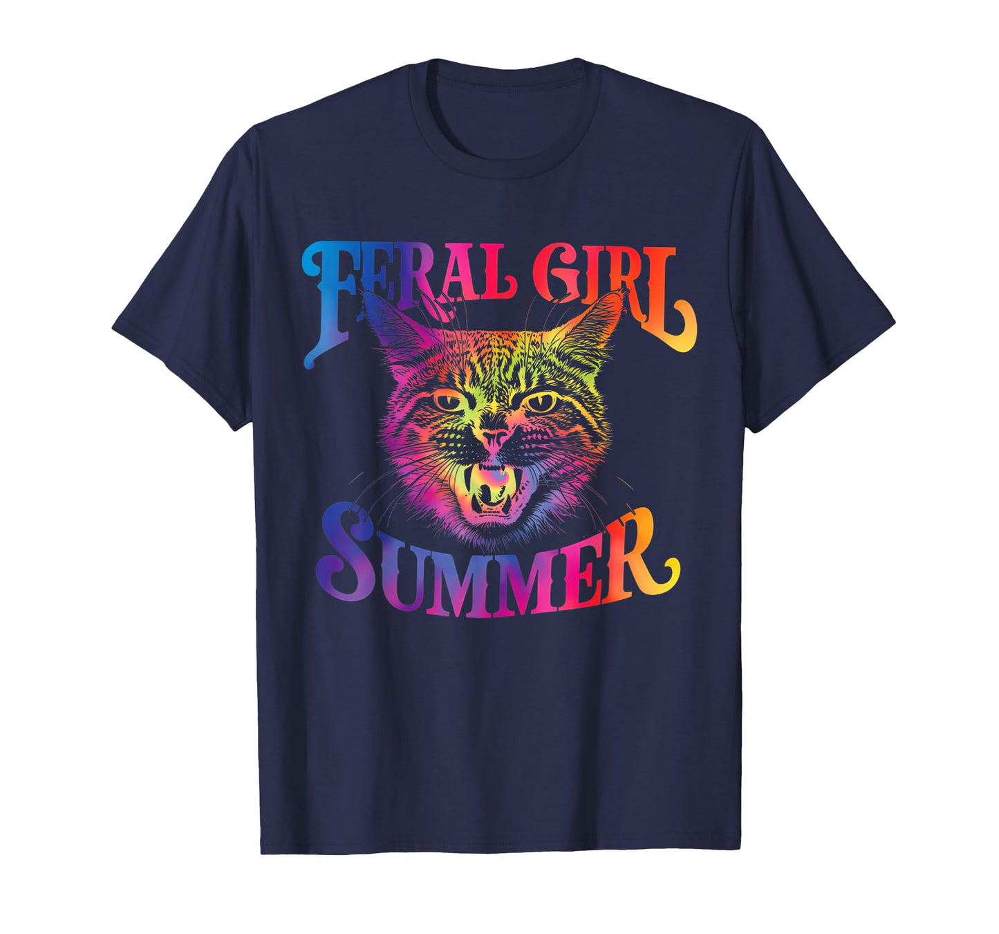 Feral Girl Summer Funny Cat For Summer Vacation T-Shirt