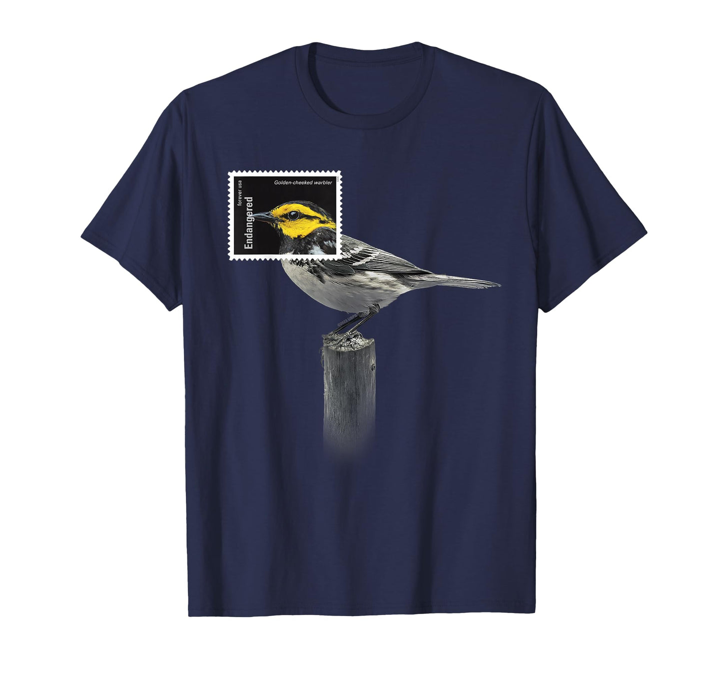 USPS Endangered Species Stamp Framed Golden-cheeked Warbler T-Shirt
