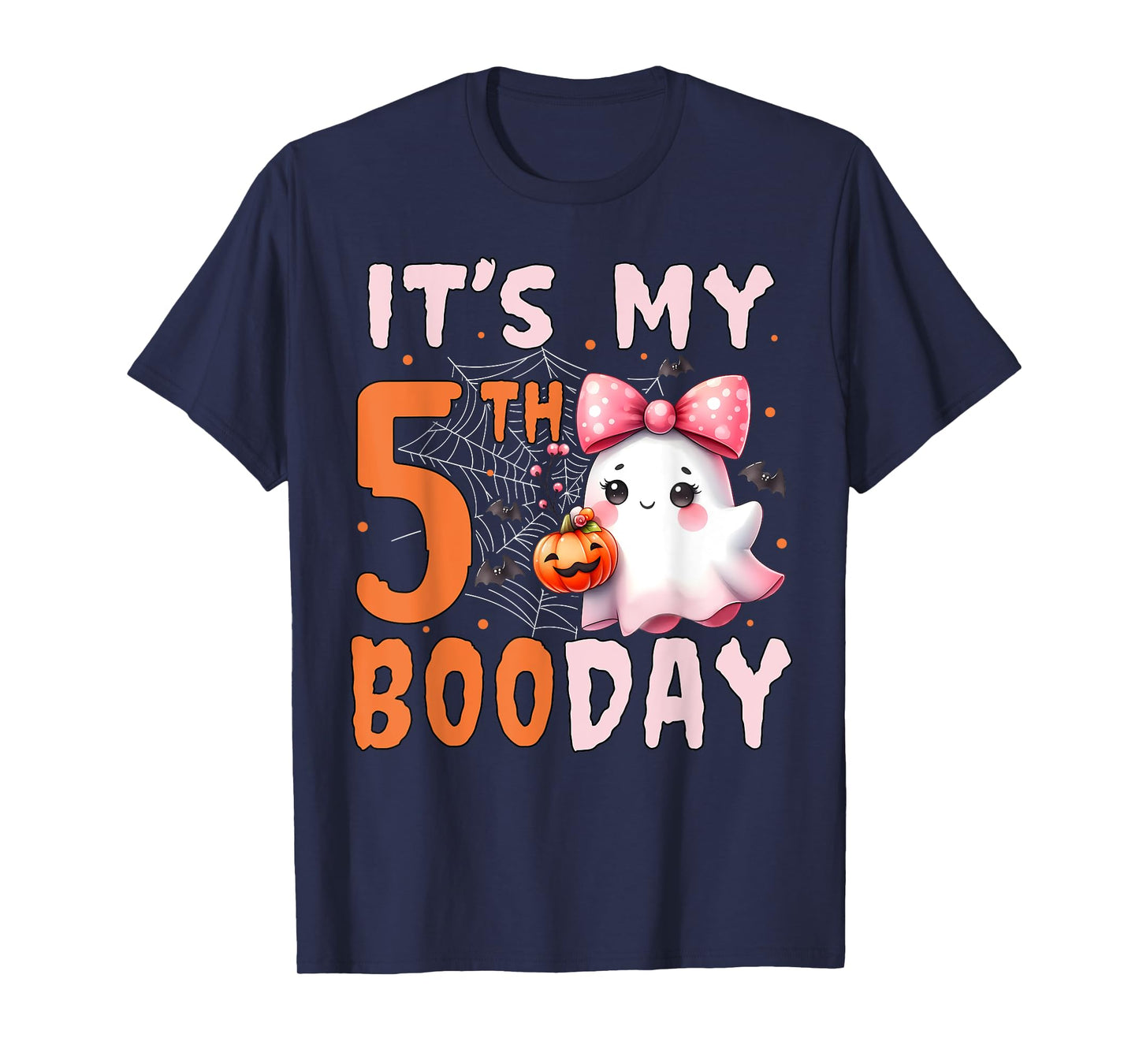 Its My Boo Day Cute Halloween 5th Birthday Ghost Bow Girl T-Shirt