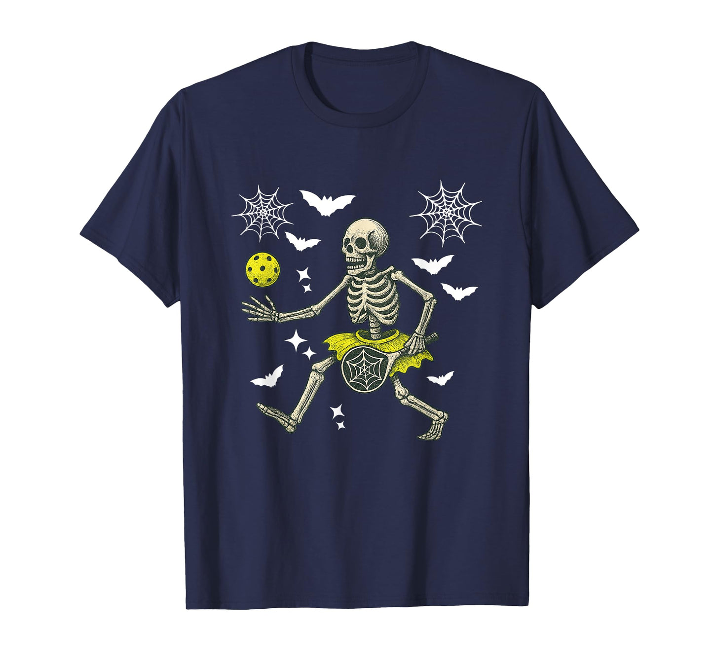 Pickleball Halloween Costume Funny Spooky Season Skeleton T-Shirt