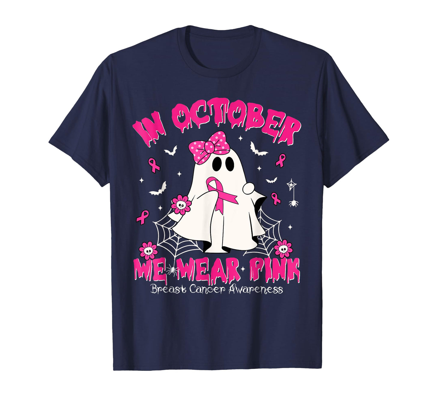 In October We Wear Pink Breast Cancer Awareness Halloween T-Shirt