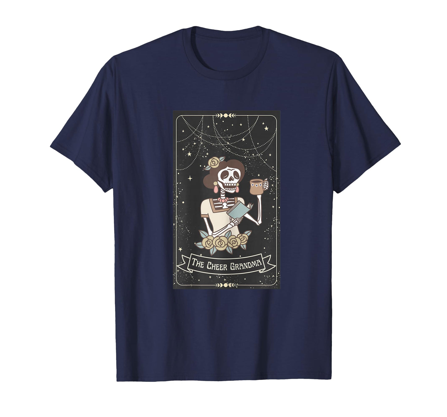 Cheer Grandma Tarot Card Skeleton Cheerleading Grandma T-Shirt