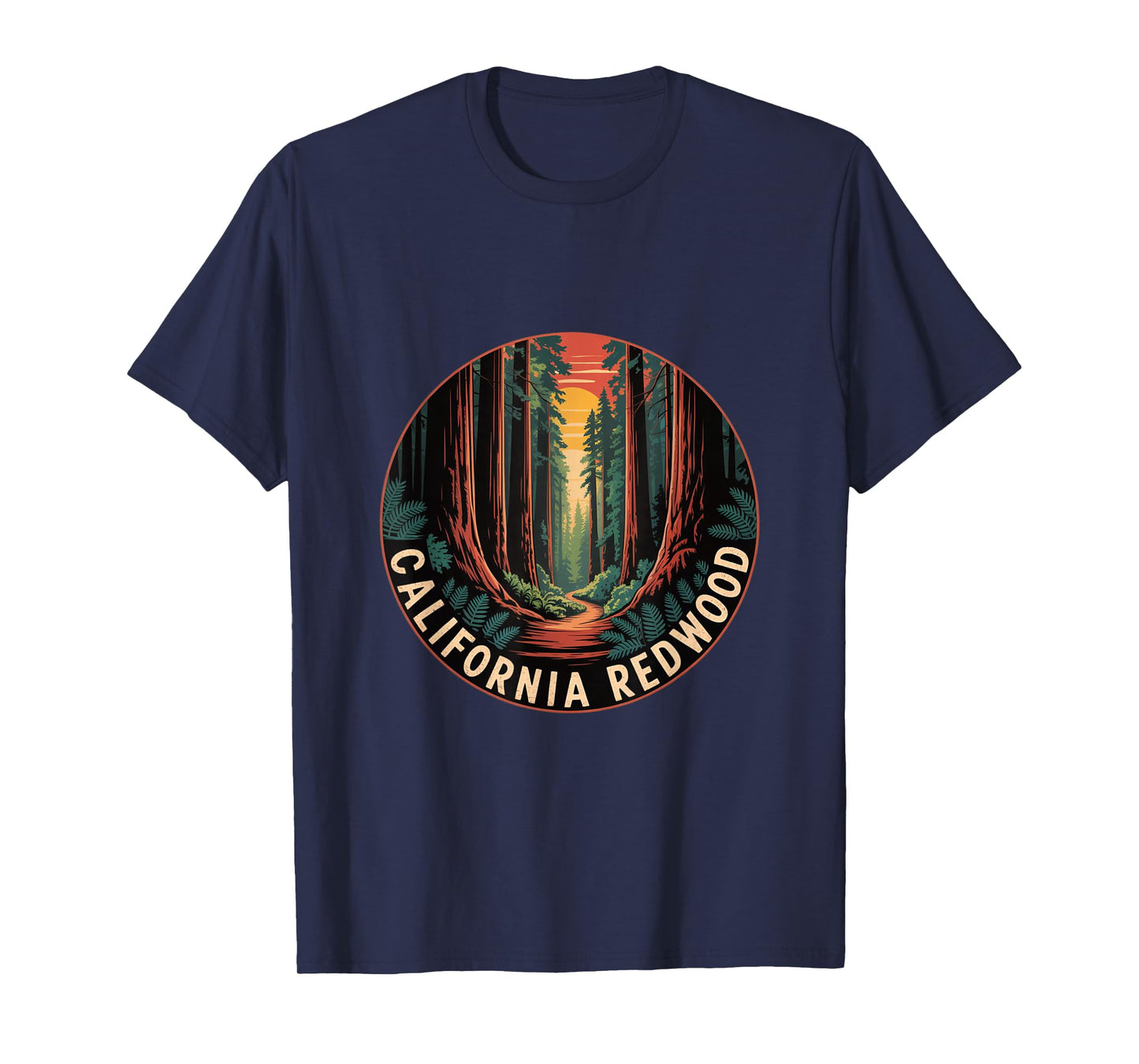 Vintage California Redwood Trees Forest Path T-Shirt