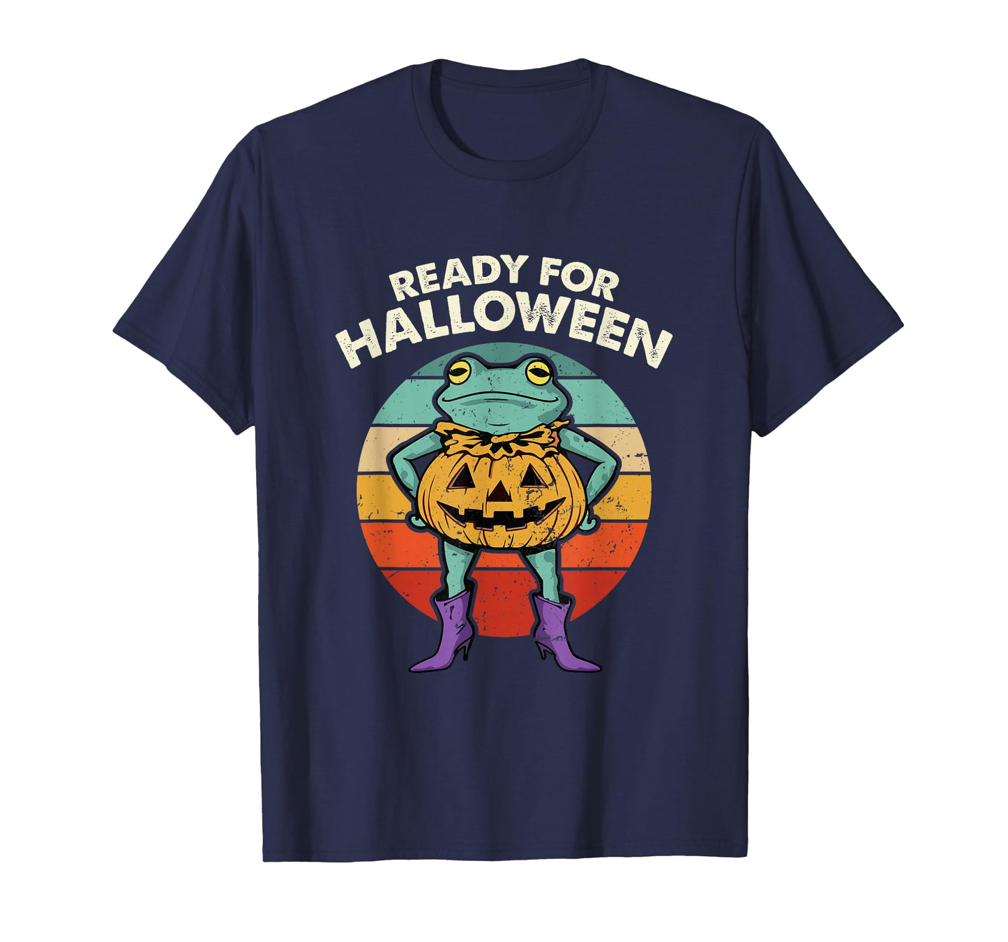 Funny Frog Pumpkin Costume Retro Halloween Spooky Party T-Shirt