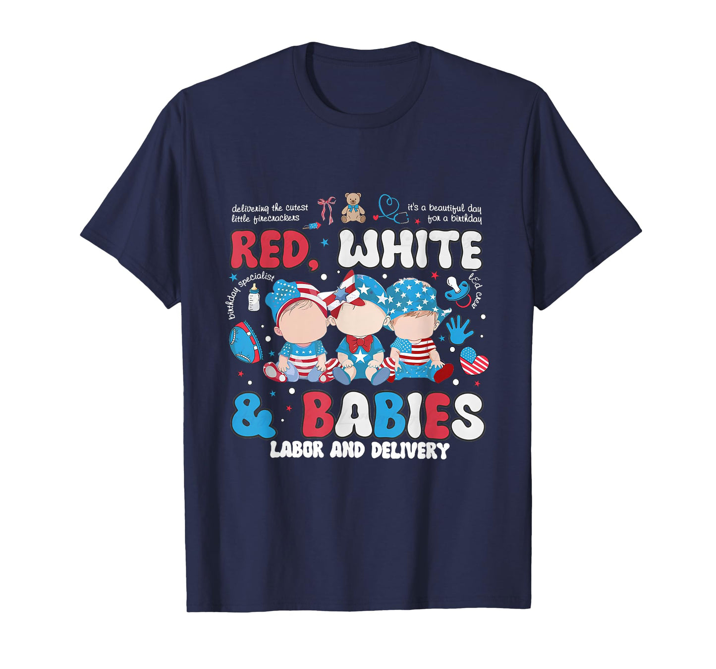 4th of July Labor and Delivery Nurse Retro Independence Day T-Shirt