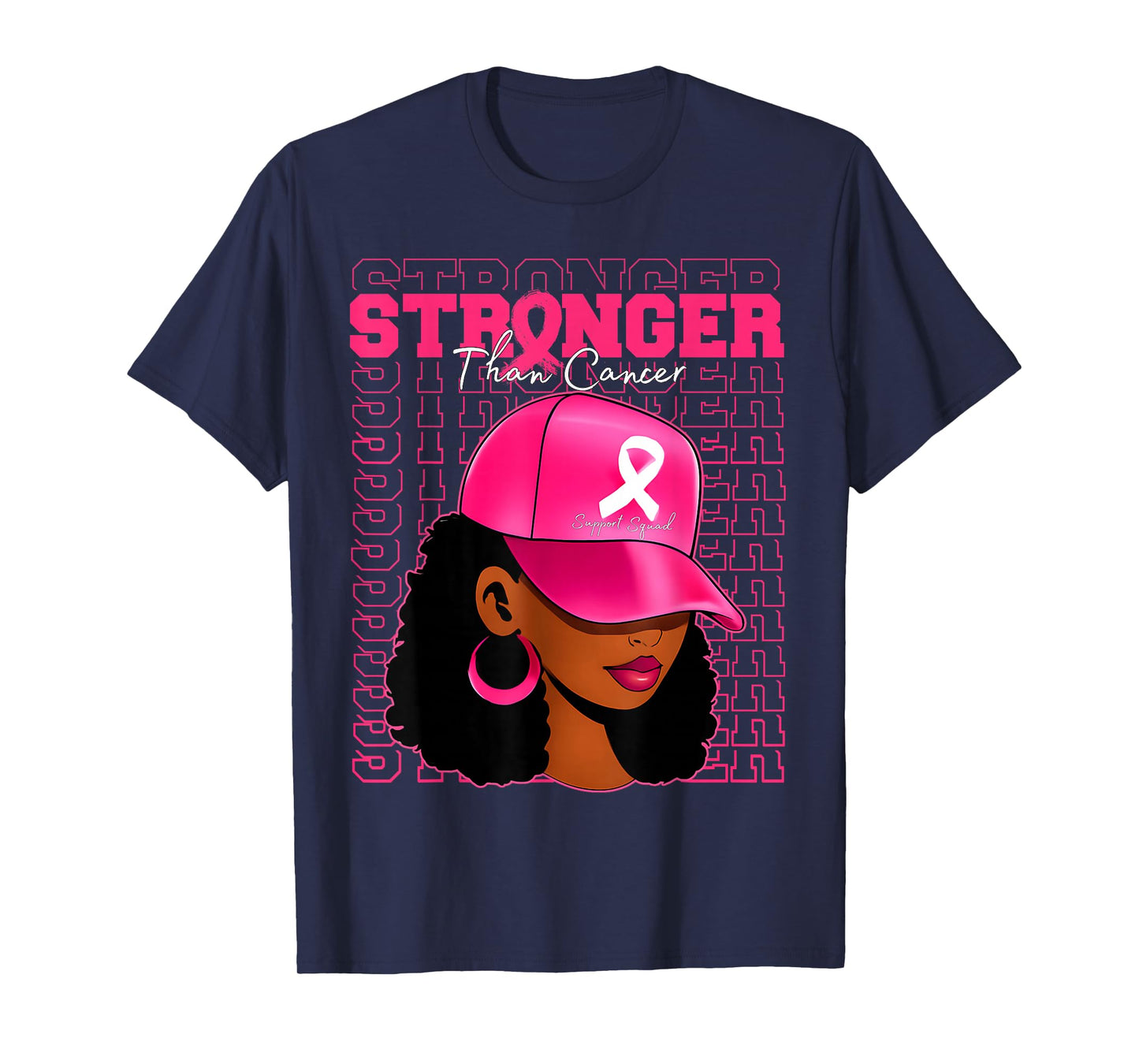 Afro Queen Black Women Stronger Than Breast Cancer Awareness T-Shirt