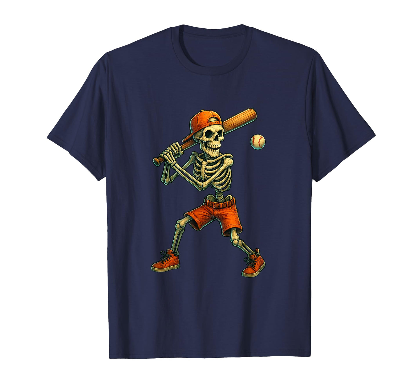 Funny Skeleton Baseball Halloween Costume Men Boys Kids T-Shirt