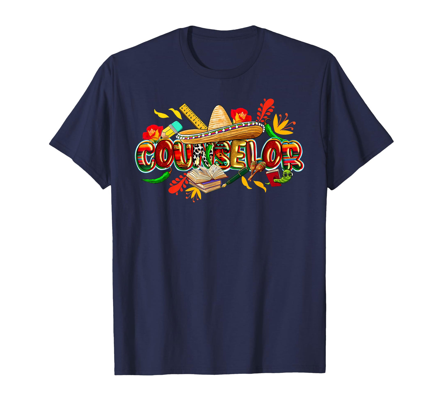 School Counselor Cinco De Mayo Mexican Fiesta Teacher T-Shirt