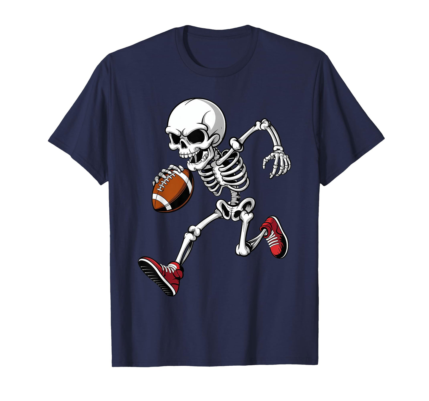 Boys Kids Skeleton Playing Football Halloween Trick or Treat T-Shirt