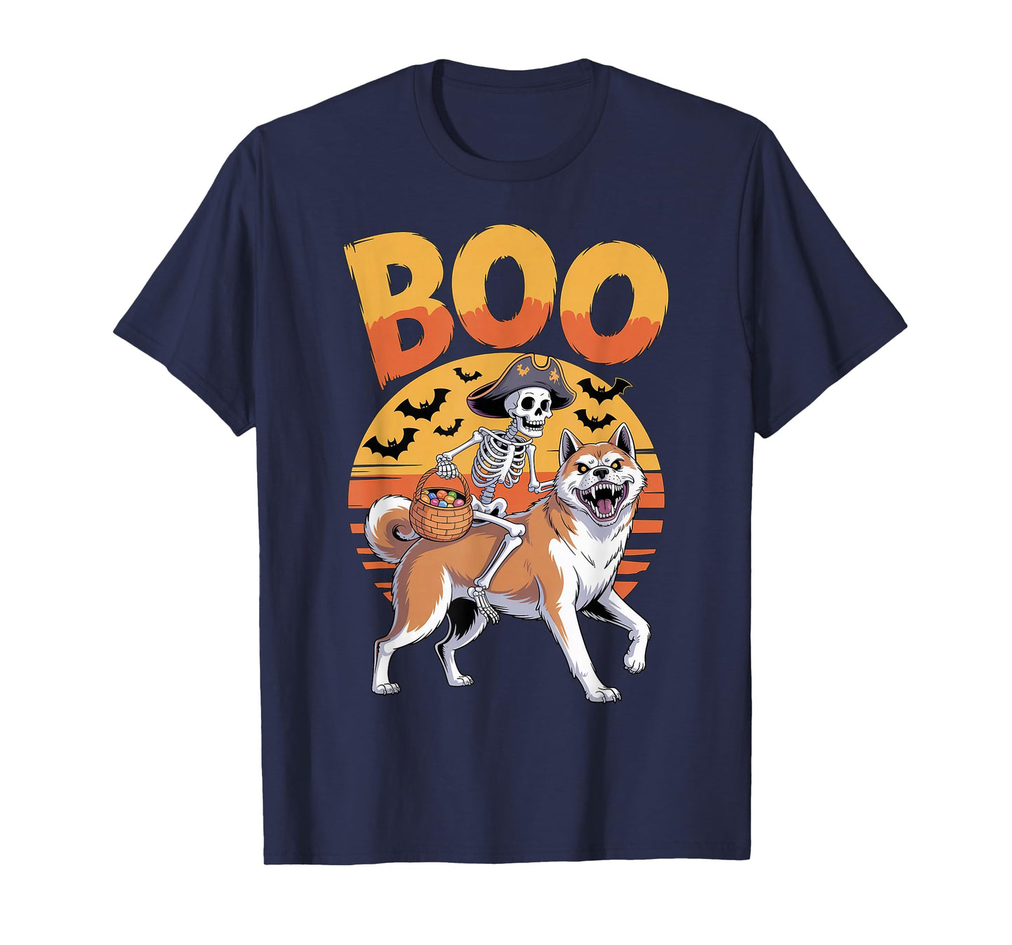 Spooky Akita Costume on Boo Akita Halloween T-Shirt