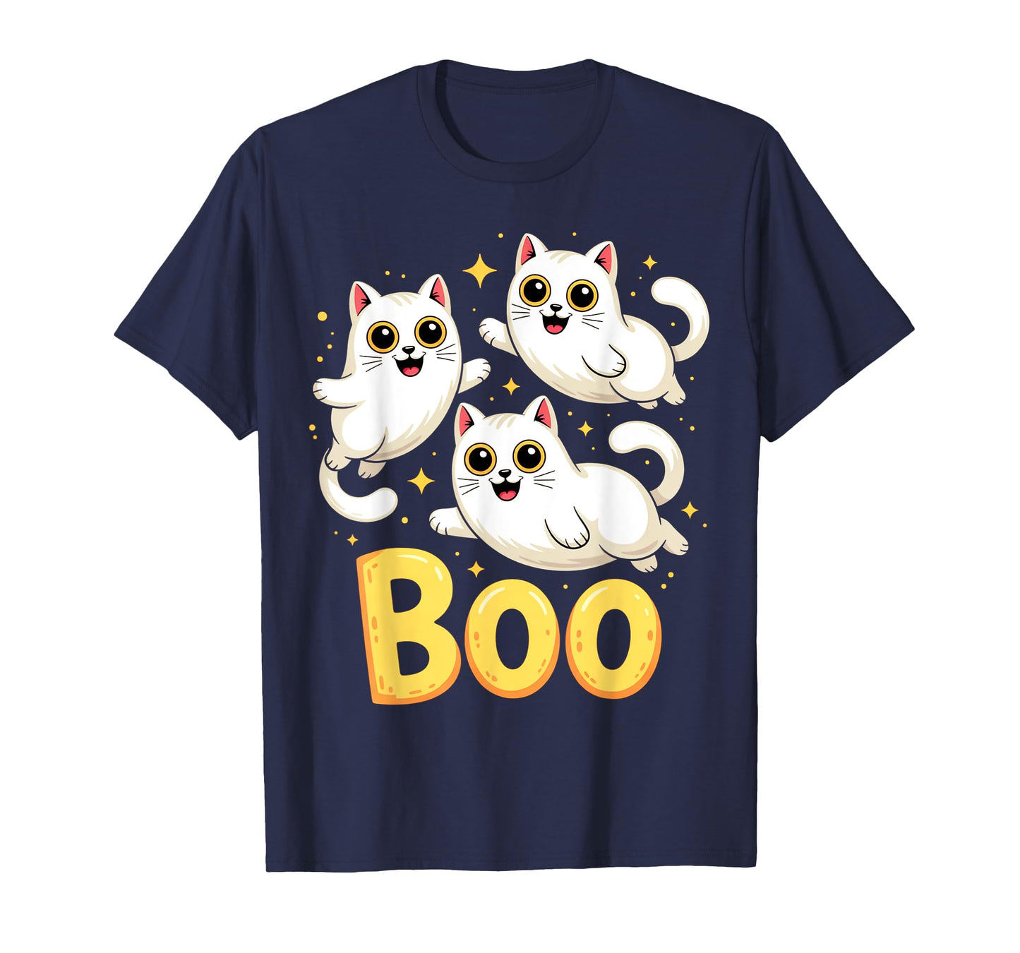 CAT Ghost Boo Cute Kitty Cats Lover Halloween Women Men T-Shirt