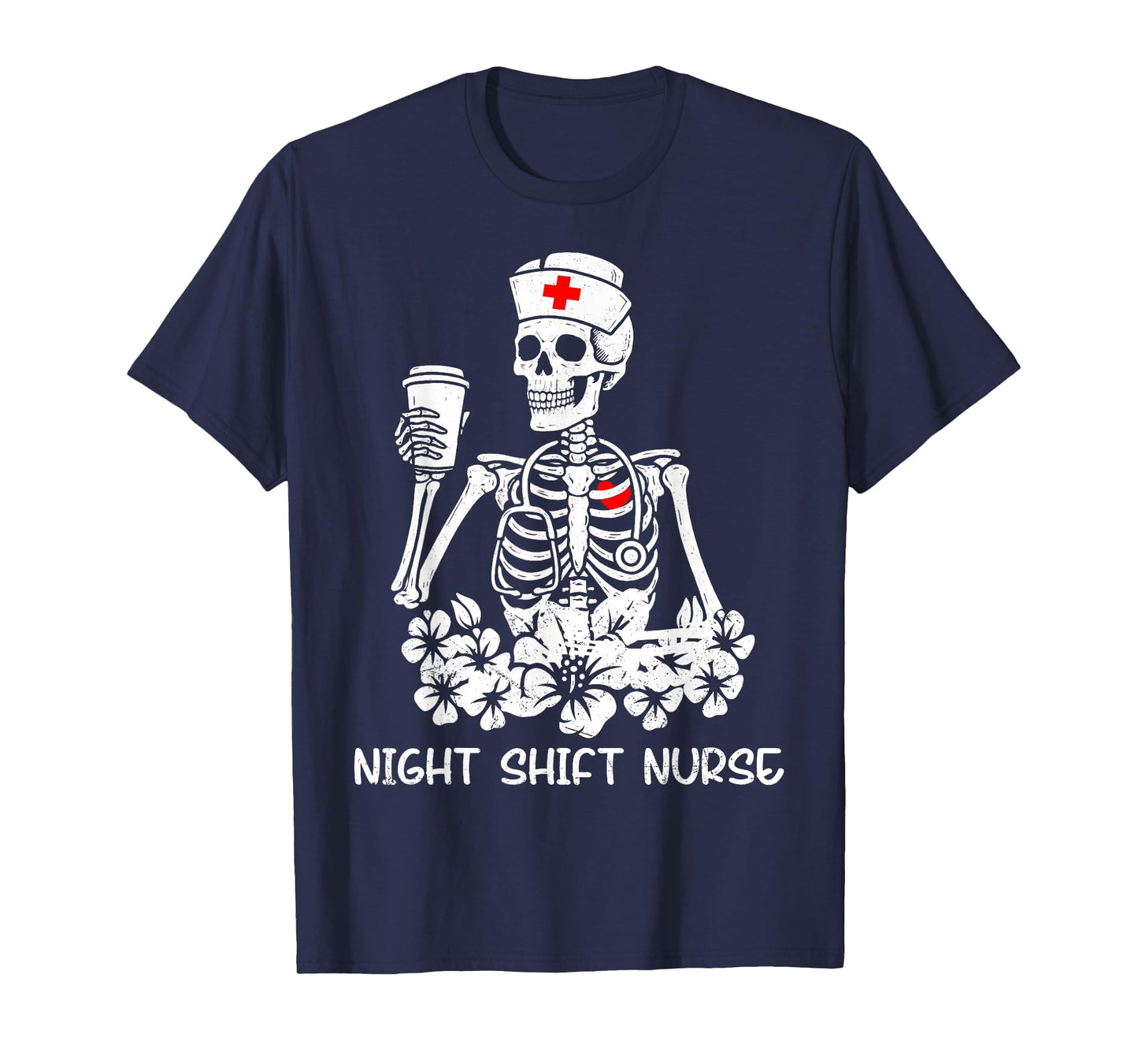 Funny Night Shift Nurse Skeleton Halloween RN Nurses Women T-Shirt
